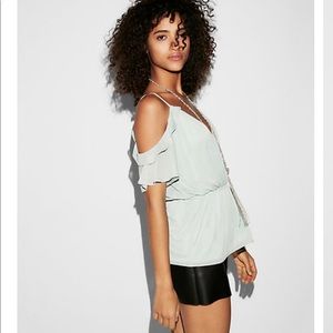 Express Flutter Cold Shoulder Peplum Blouse